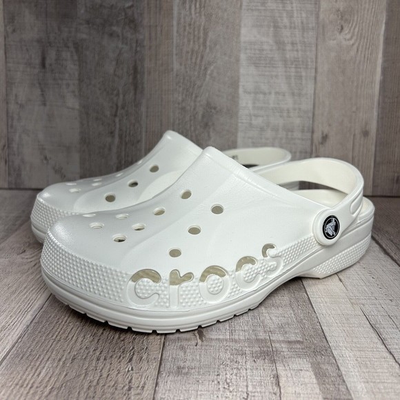 Crocs Baya Unisex Clog Shoes White Slip-On Men's Size 6 I Women's 8 10126-100 - Picture 1 of 12